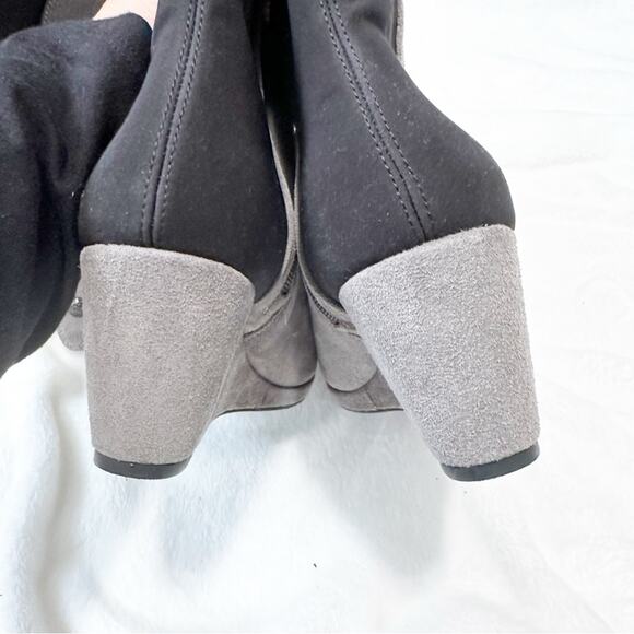 Vince Camuto Alexila knee high wedge boots. Grey suede stretch sides size 8.5 - Picture 4 of 7